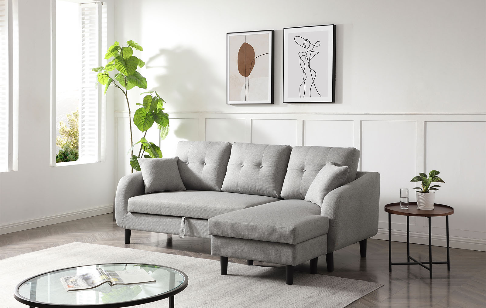 Диван-кровать North угловой (правый), серый