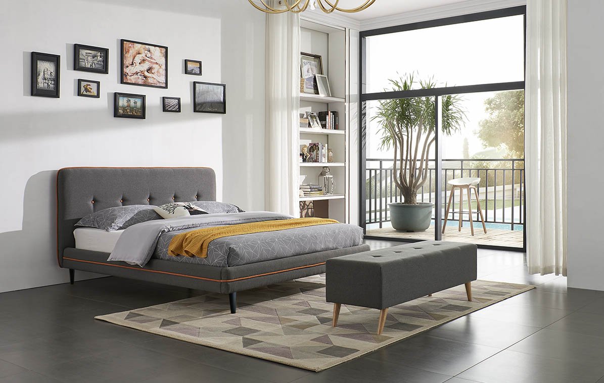 Кровать Madeira, серо-коричневый/черные ножки