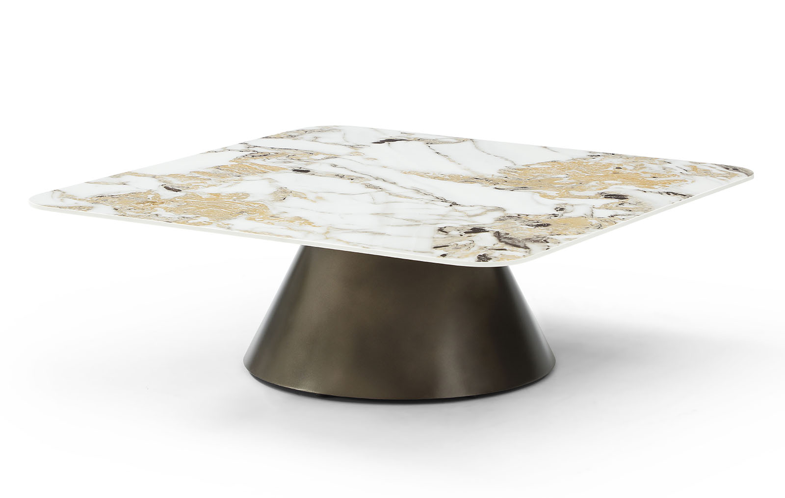 Стол журнальный Jane (90), золотистая керамика/медь