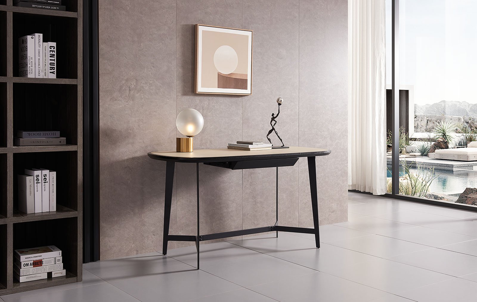 Стол письменный Bernard (140), кремовый/черный