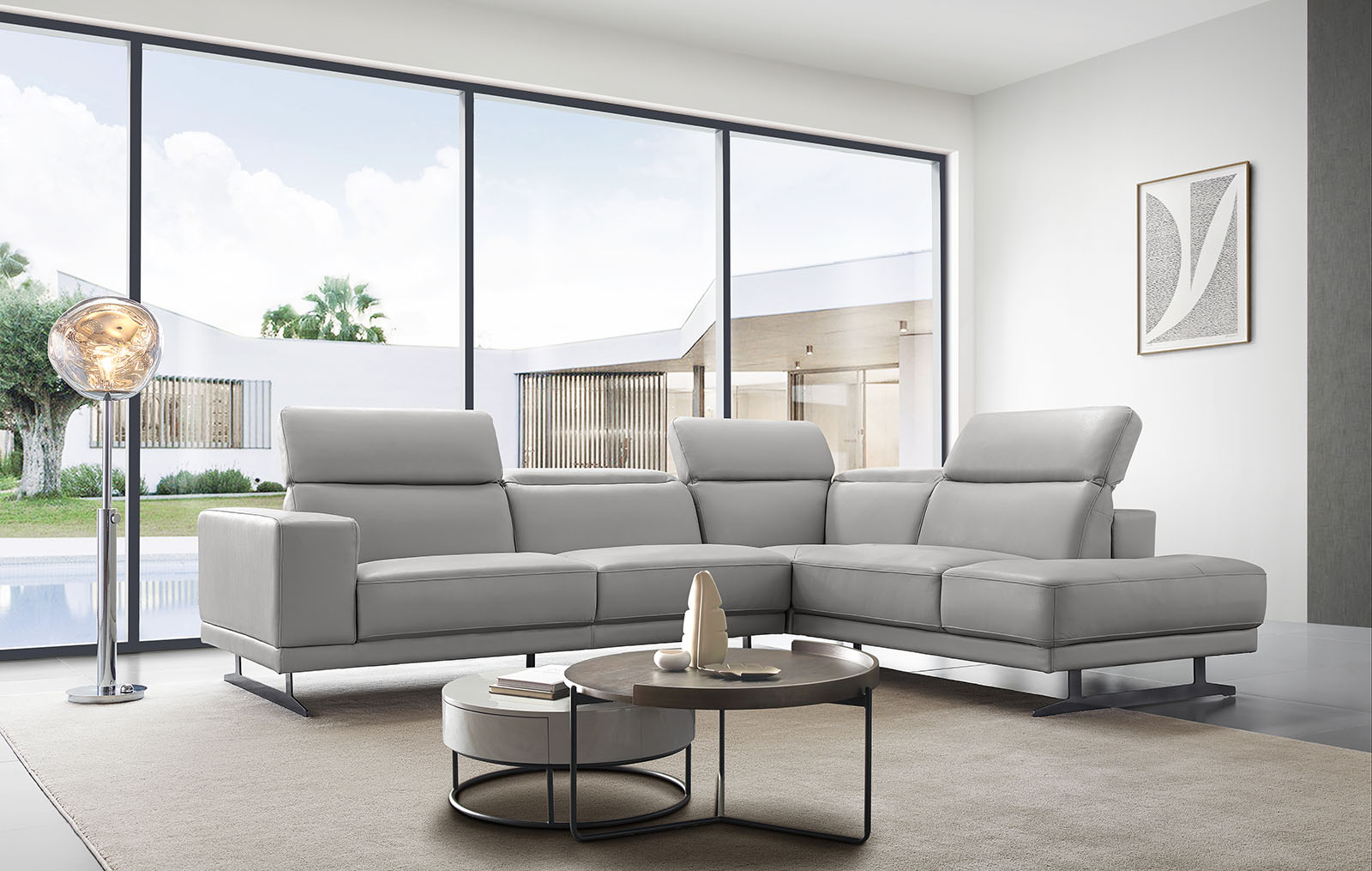 Диван Lester угловой (правый), светло-серый