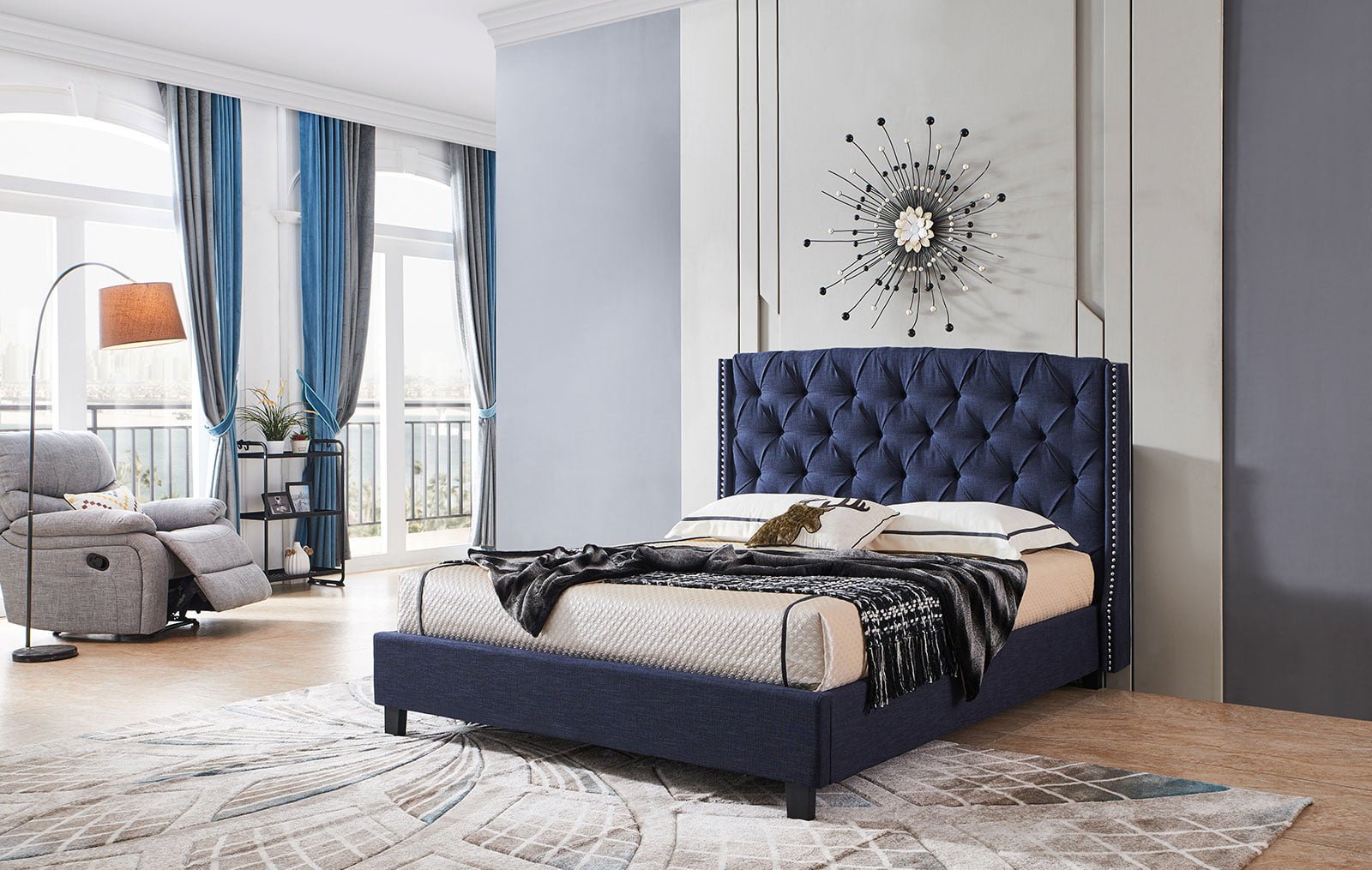 Кровать Evita Grand, темно-синий