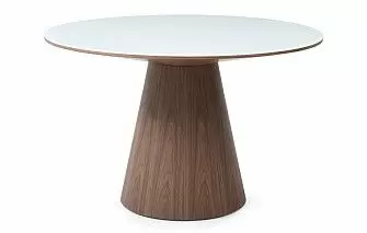 Стол Vanessa 120, белое стекло/орех