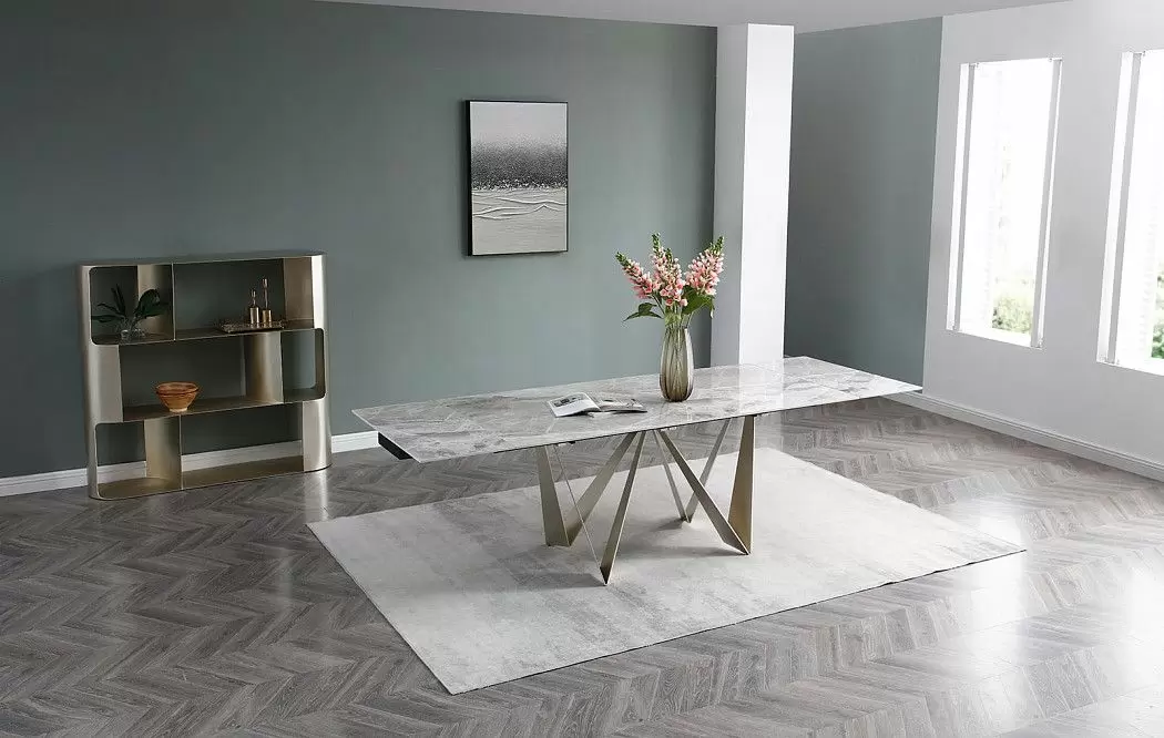 Стол раскладной Wilhelm 160-240, серая керамика/шампань - фото 2