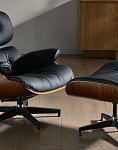 Комплект кресло и оттоманка Eames Lounge, черный/орех