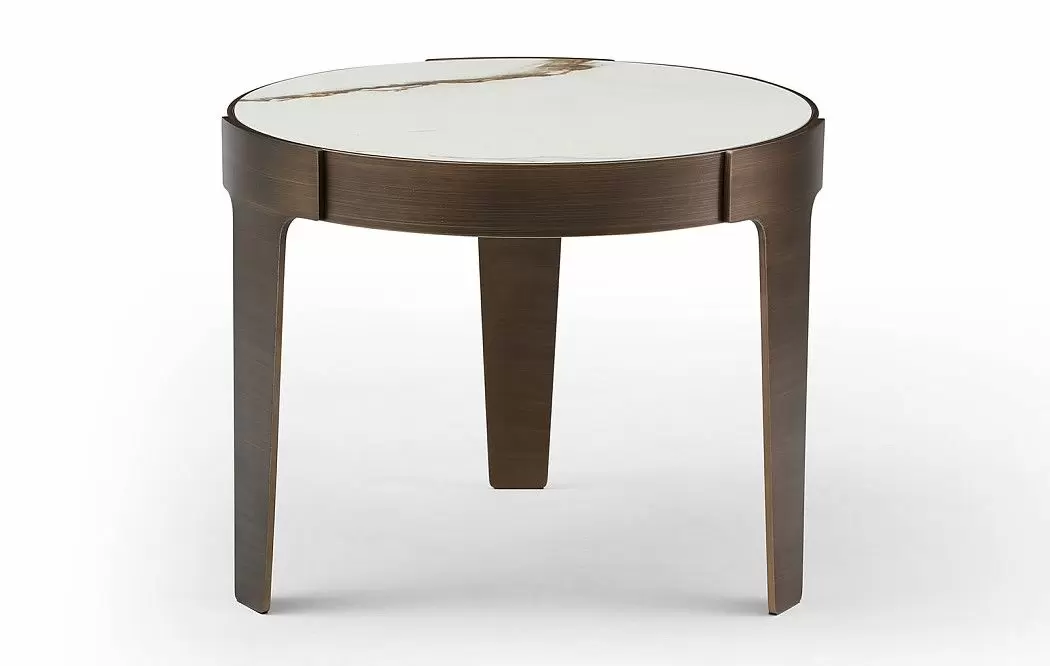 Стол журнальный Corfu (60), белая керамика/бронза