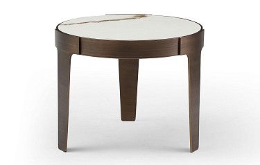 Стол журнальный Corfu (60), белая керамика/бронза