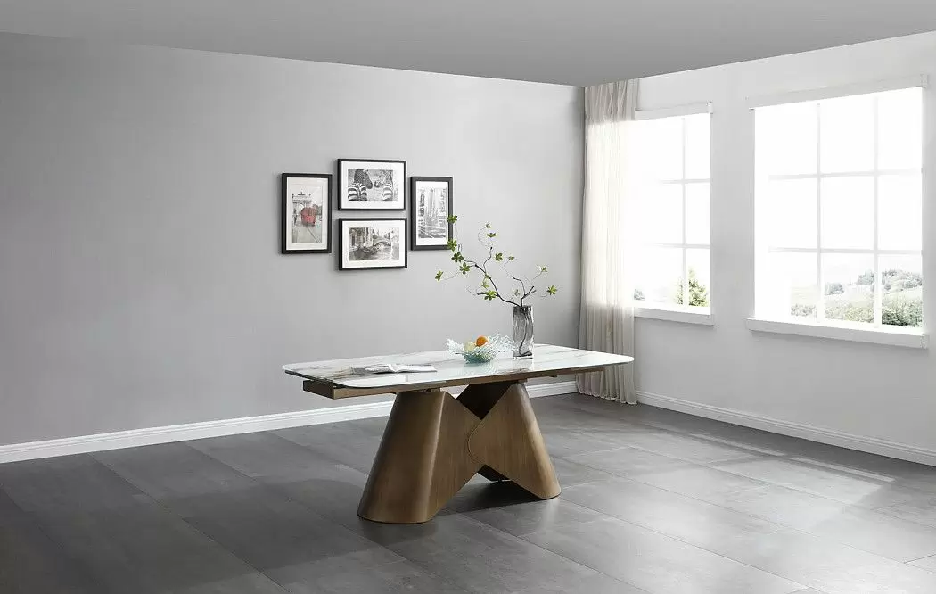 Стол раскладной Mirabel 160-240, стекло 3D/бронза - фото 4