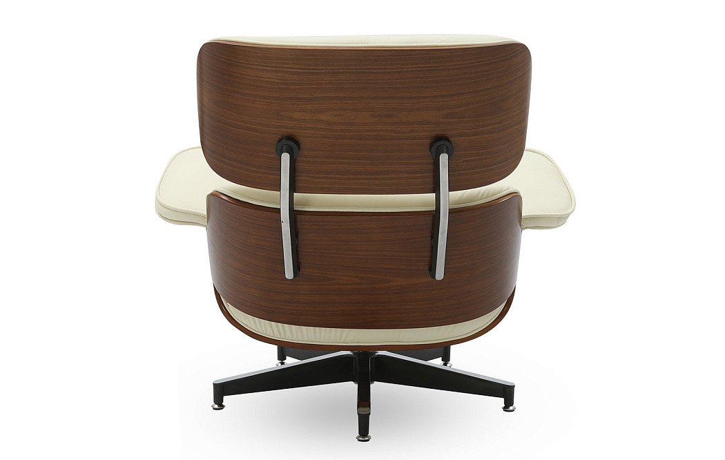 Комплект кресло и оттоманка Eames Lounge, кремовый/орех - фото 8