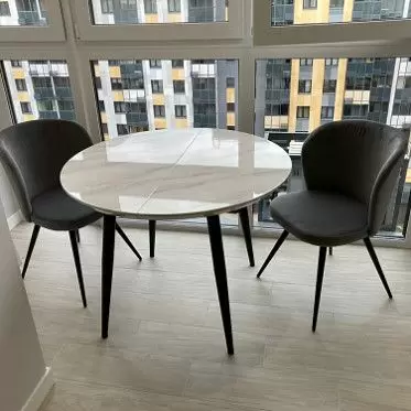 Стол раскладной Leticia 100-130, мраморный рисунок/черный