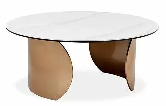 Стол журнальный Renato (90), белый камень/золото