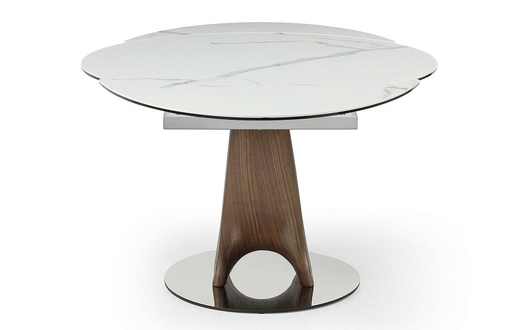 Стол раскладной Triumph 120-180, белая керамика/орех - фото 16