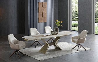 Стол Richard + 4 темно-бежевых стула Emma