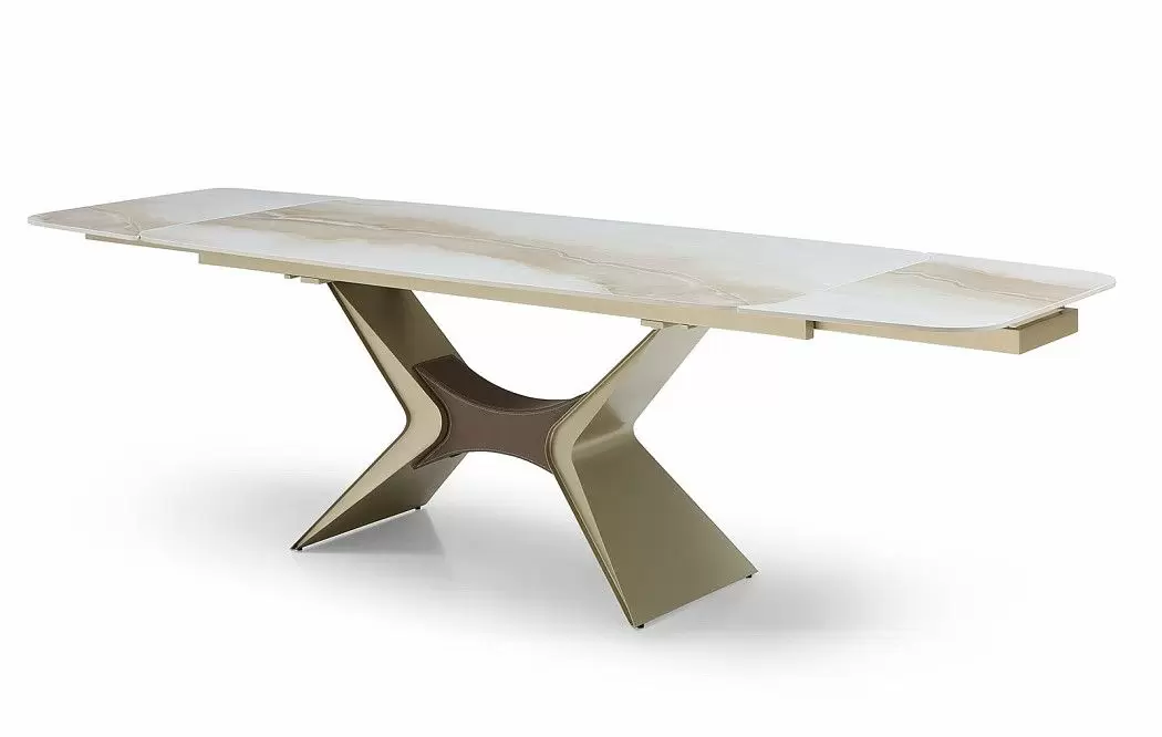 Стол раскладной Richard 180-270, бежевая керамика/шампань