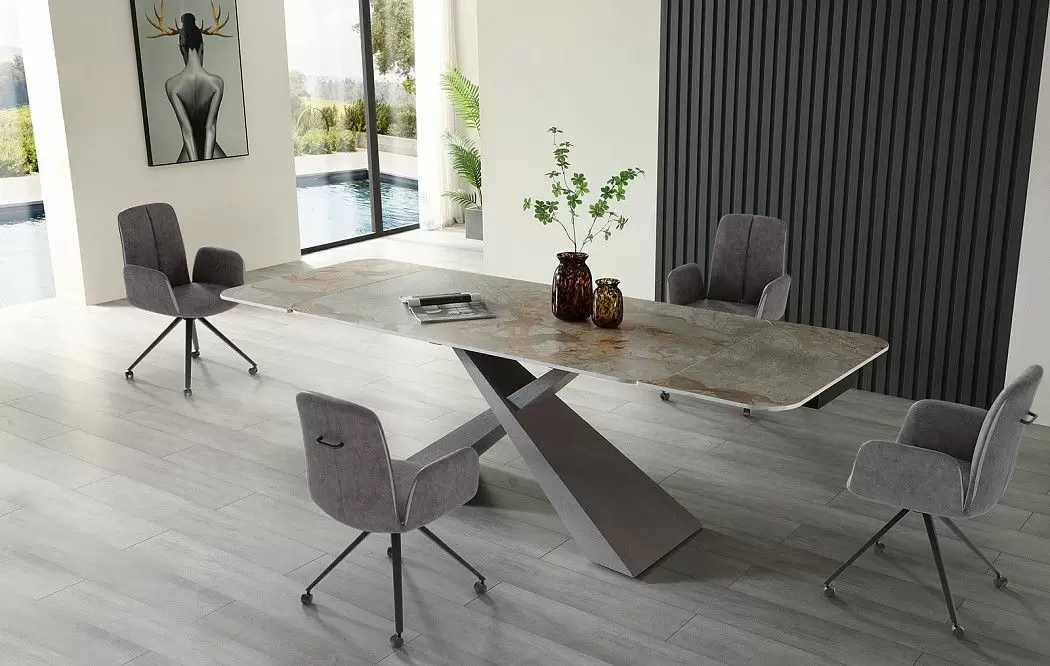 Стол раскладной Torino 160-240, серая керамика/серый дуб - фото 3