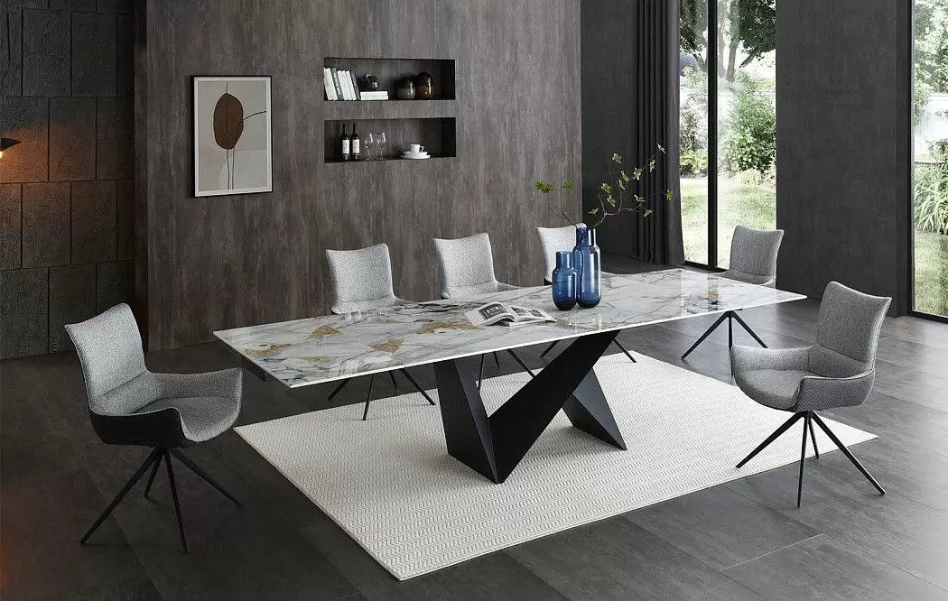 Стол раскладной Portofino Black 160-240, светлая керамика/черный - фото 4