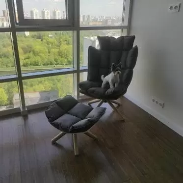 Кресло с оттоманкой в стиле Husk, коричневый