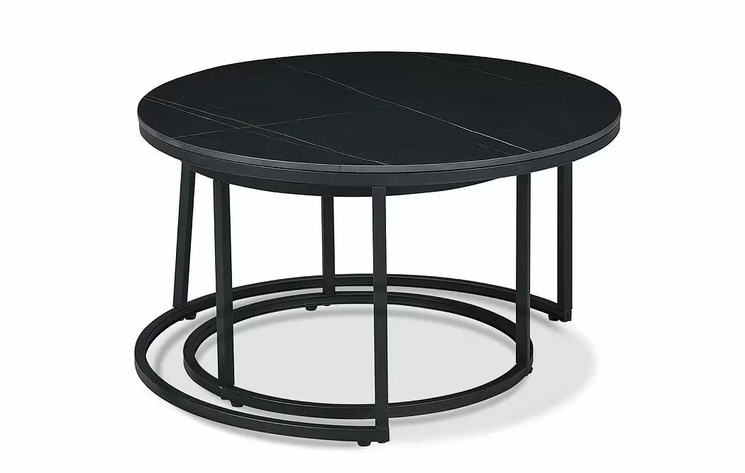Набор из 2-х столов журнальных Nocturne, черная/белая керамика - фото 4