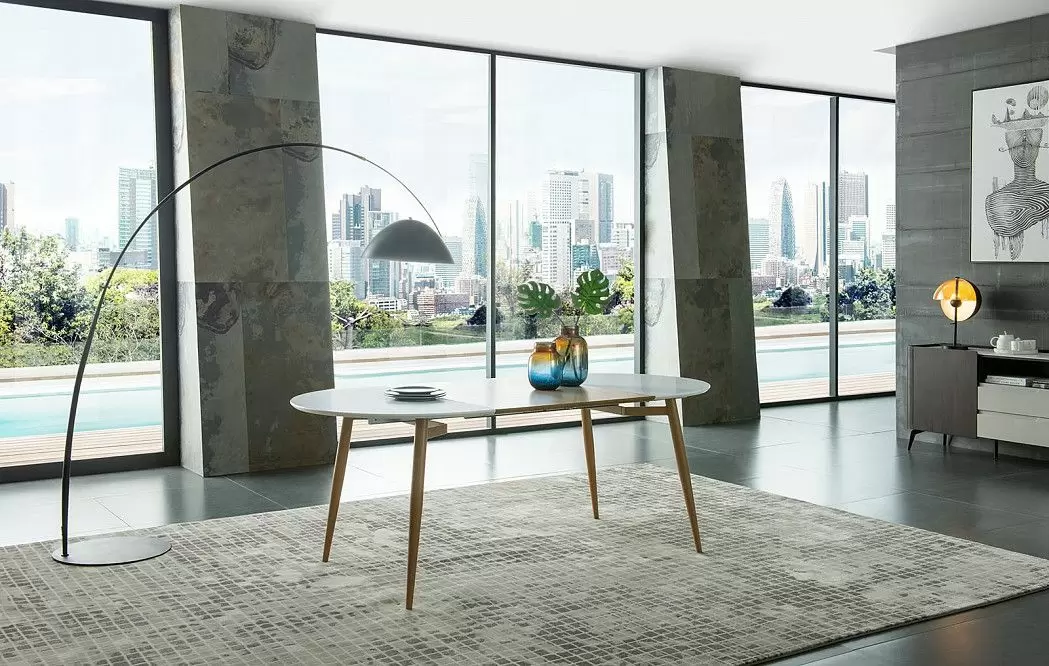 Стол раскладной Suzy 120-200, белый/дуб - фото 5