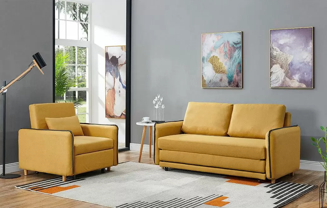 Диван-кровать Arizona 3-х местный, желтый/графит - фото 3