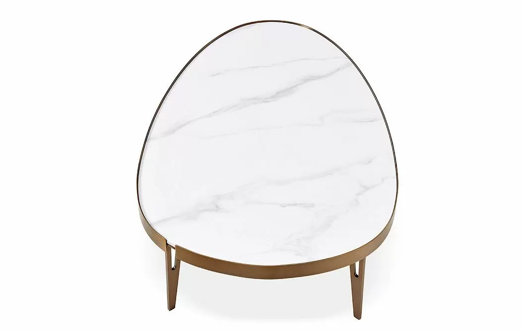 Стол журнальный Zelda (110), белый камень/бронза - фото 3