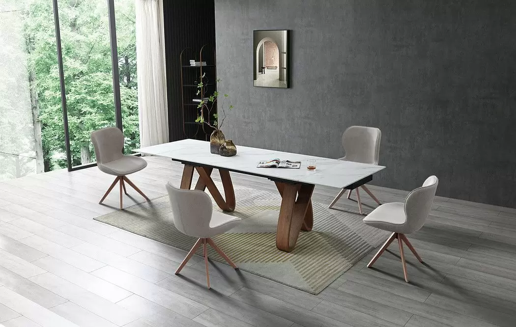 Стол раскладной Lido 180-260, белая керамика/орех - фото 3