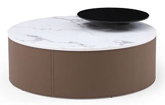 Стол журнальный Paloma (90), мрамор/коричневый
