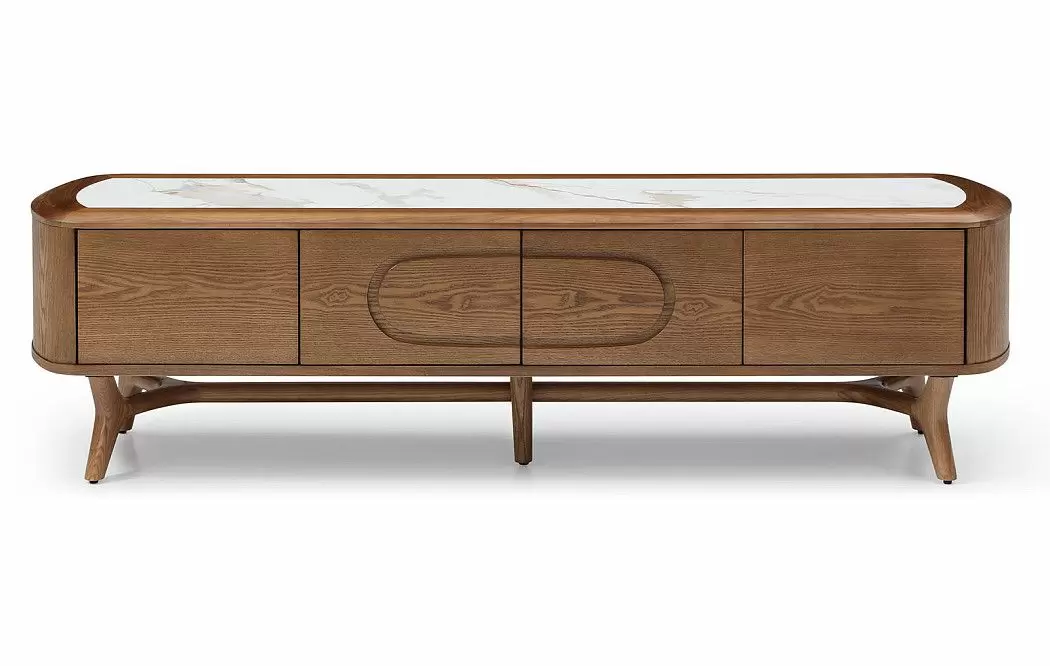 ТВ Тумба Carolina, белая керамика/орех