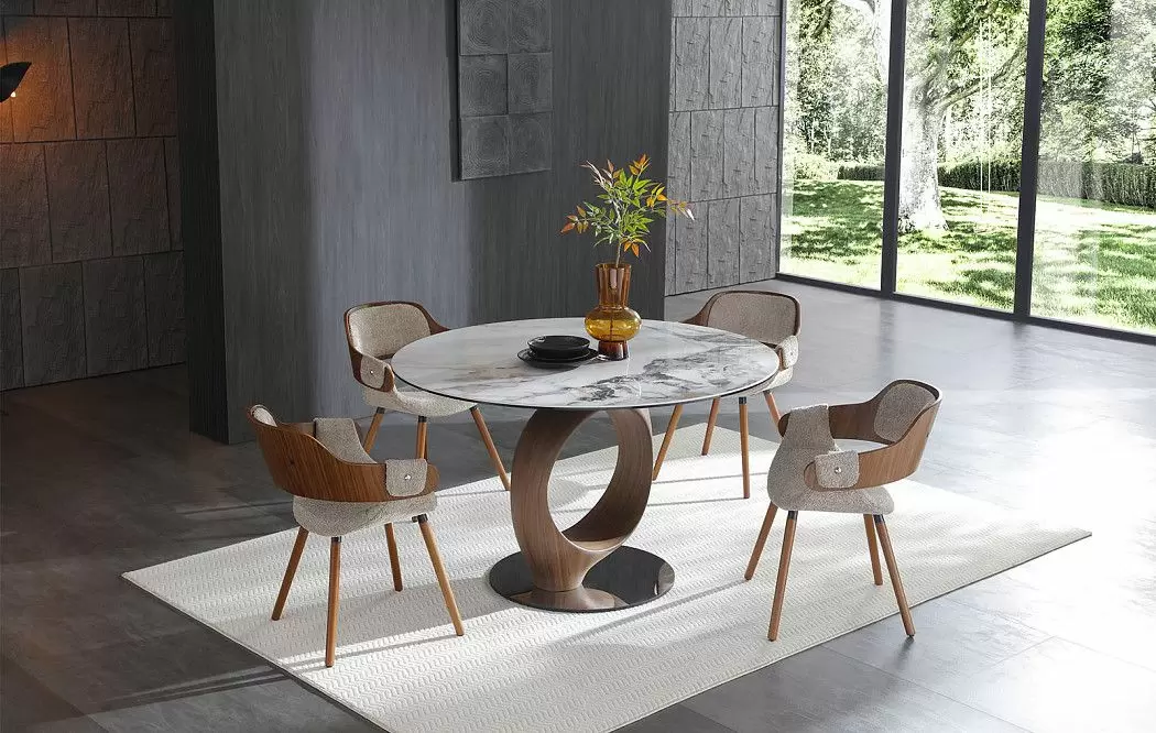 Стол Oasis 130, белая керамика/орех - фото 3