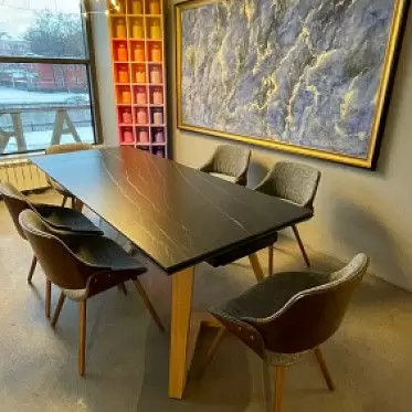 Стол раскладной Sorrento 180-240, черная керамика/ясень