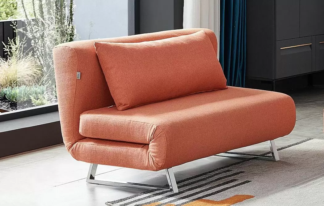Диван-кровать Rosy 2-х местный, папайя/хром