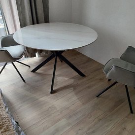 Стол Natalie 120, белый мрамор/сталь