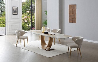 Стол Rimini Ceramic + 4 кремовых стула Simona