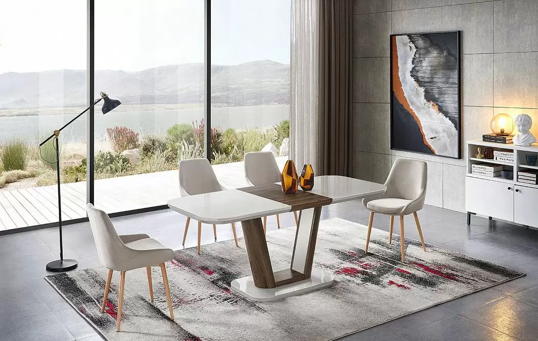 Стол раскладной Ester 140-180, бежевый/коричневый - фото 4