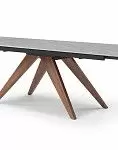 Стол раскладной Valencia 180-260, серая керамика/орех