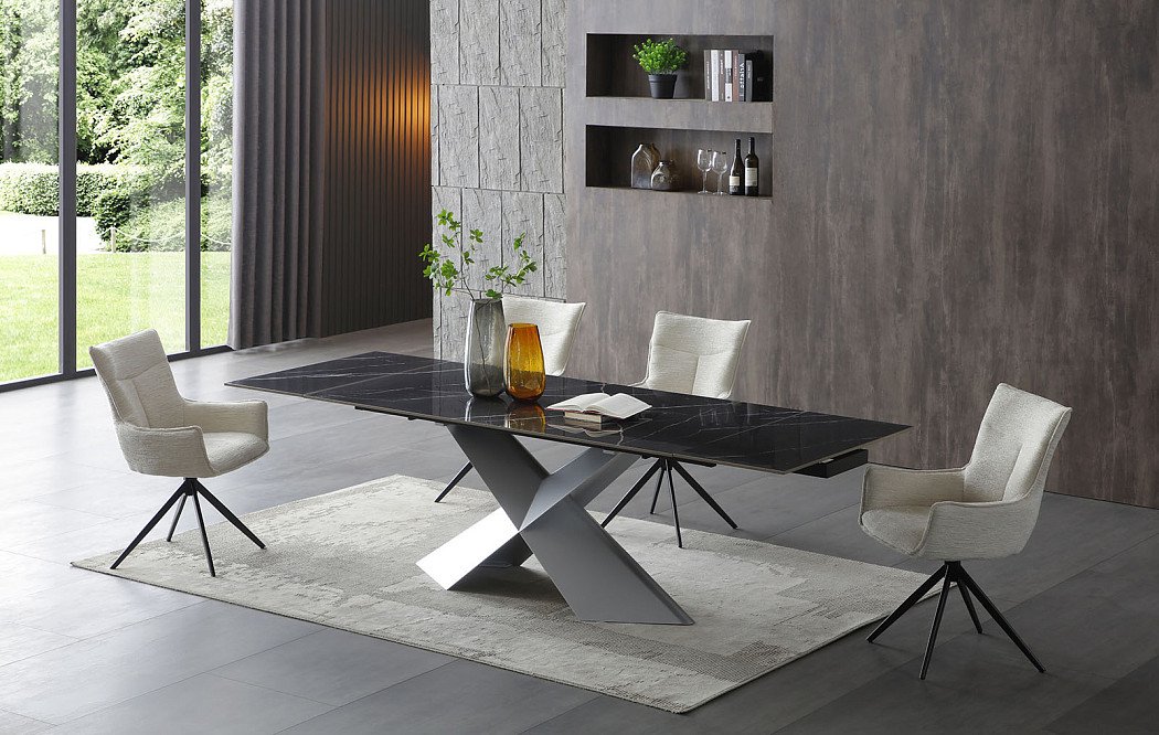 Стол раскладной Armanda 180-270, черная керамика/серебро - фото 2