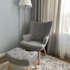 Кресло Hygge, темно-бирюзовый/орех