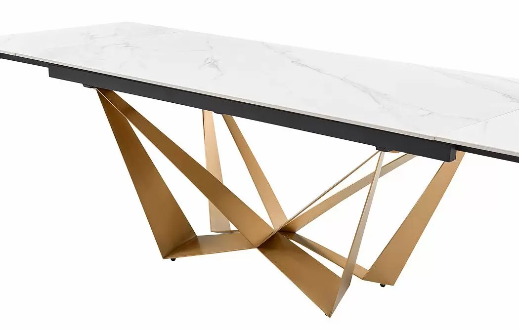 Стол раскладной Magdalena 160-240, белый камень/золото - фото 10
