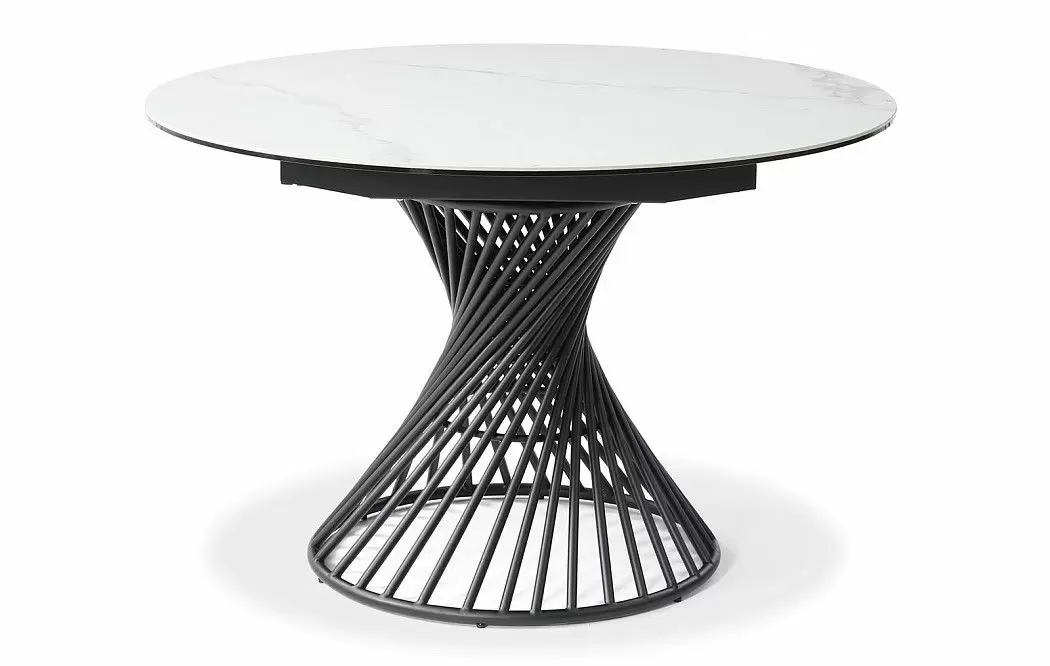 Стол раскладной Tornado 120-180, белая керамика/черный - фото 9