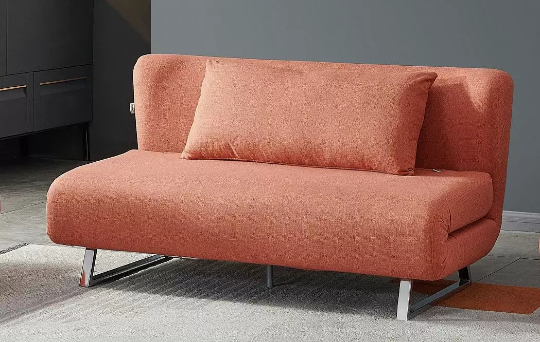 Диван-кровать Rosy 3-х местный, папайя/хром