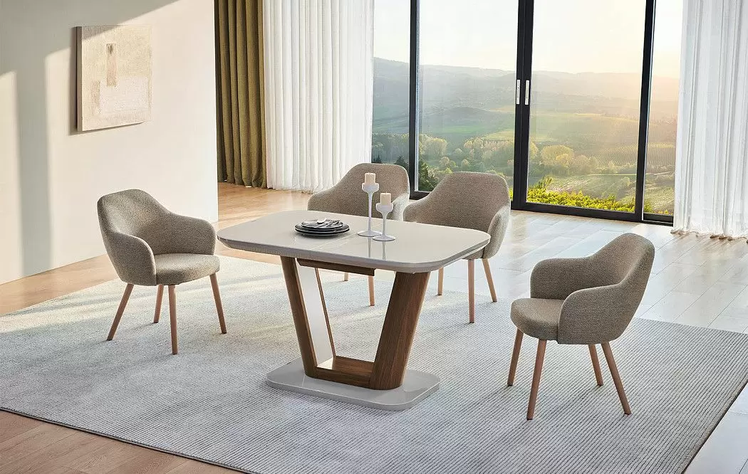 Стол раскладной Ester 160-200, бежевый/коричневый - фото 6