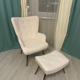 Оттоманка Hygge, голубой/натуральный
