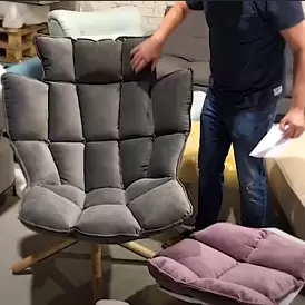 Оттоманка в стиле Husk, серый