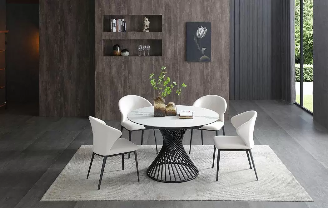 Стол раскладной Tornado 120-180, белая керамика/черный - фото 3