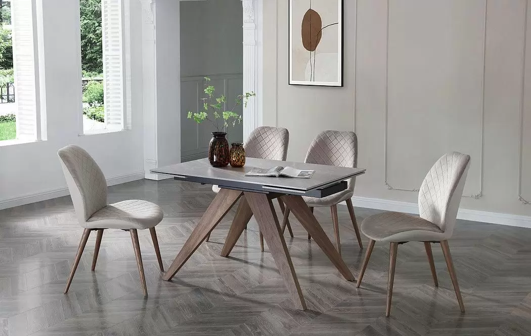 Стол раскладной Valencia 140-200, серая керамика/орех - фото 2