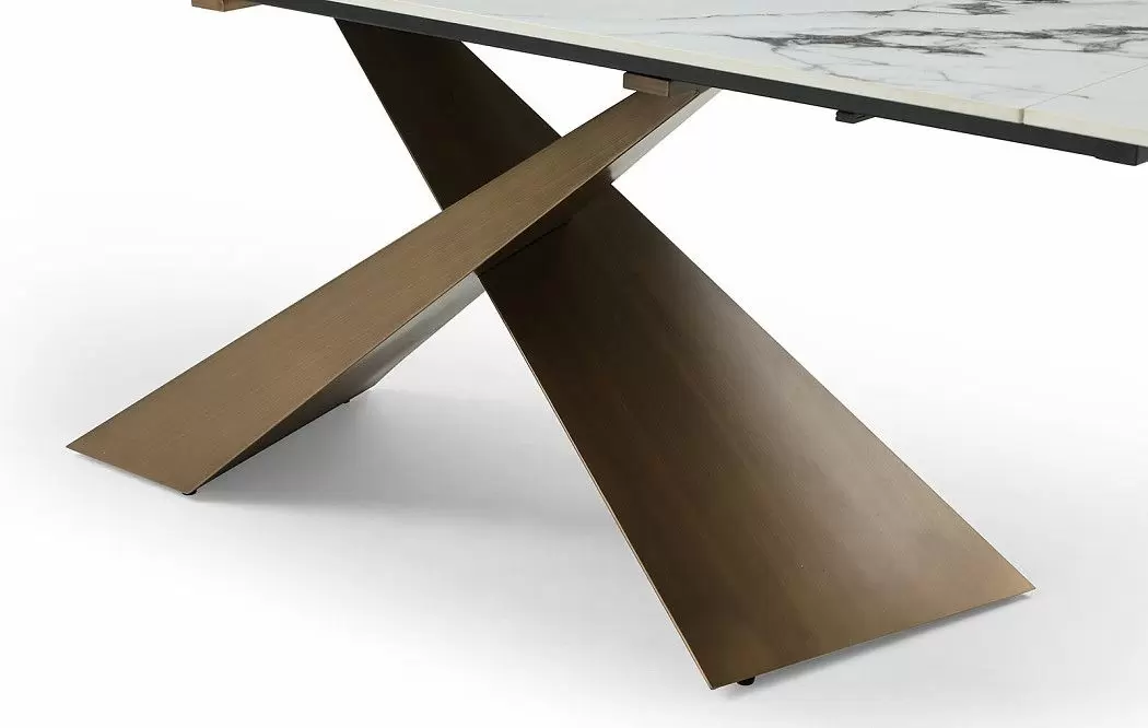 Стол раскладной Savoy Bronze 160-220, белая керамика/бронза - фото 11