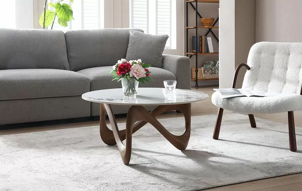 Стол журнальный Sea Ceramic, белая керамика/орех - фото 2