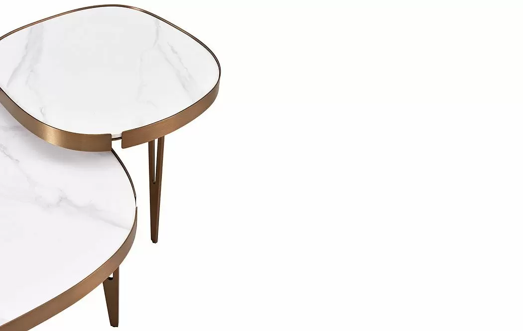 Стол журнальный Zelda (55), белый камень/бронза - фото 7