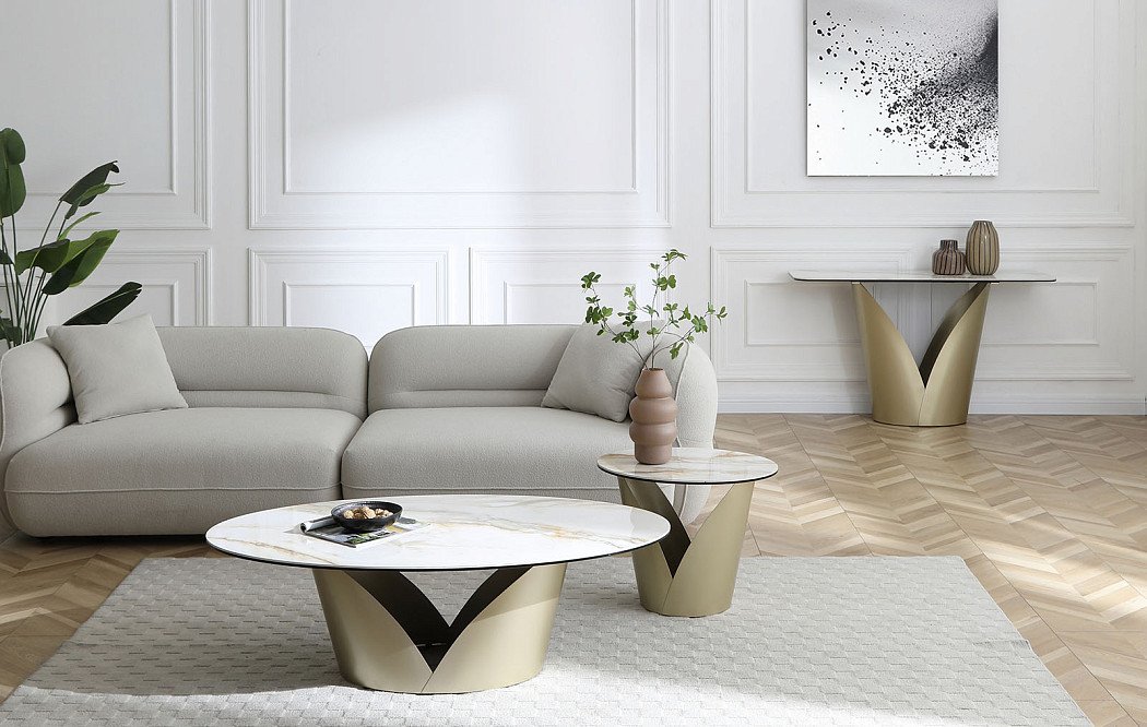 Стол журнальный Tiffany (135), керамика/шампань - фото 2