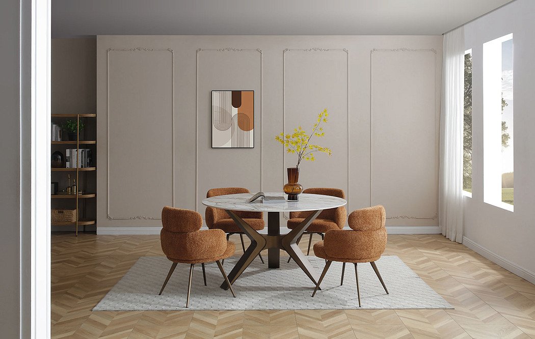 Стол Daniella 140, белая керамика/бронза - фото 2